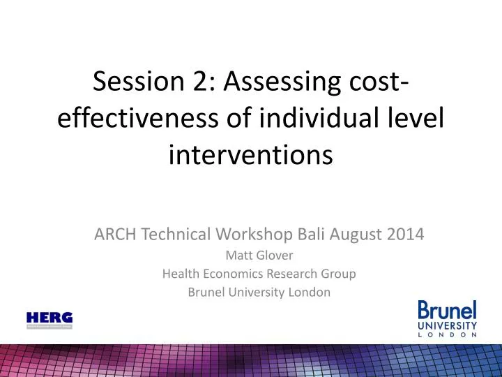 session 2 assessing cost effectiveness of individual level interventions