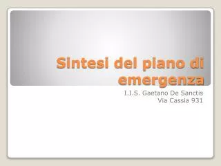 sintesi del piano di emergenza