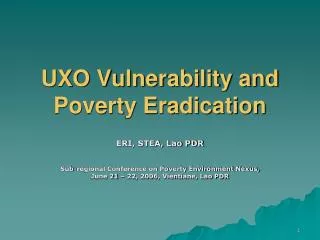 UXO Vulnerability and Poverty Eradication
