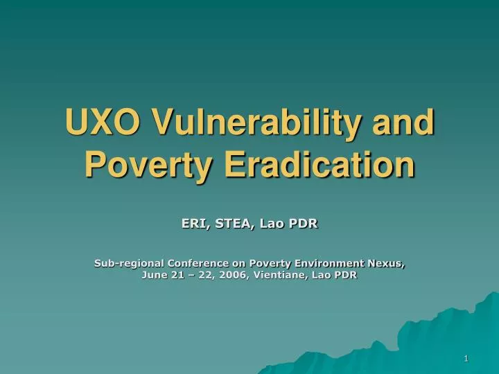 uxo vulnerability and poverty eradication