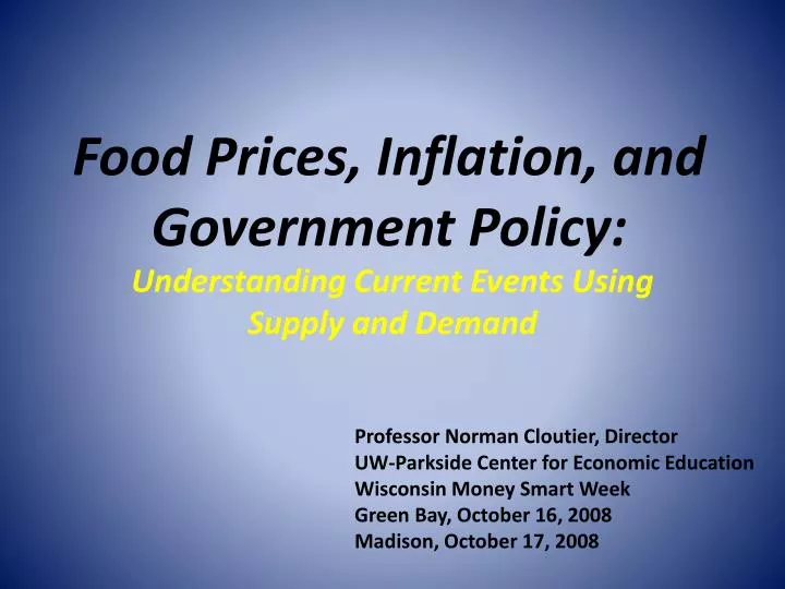 food prices inflation and government policy