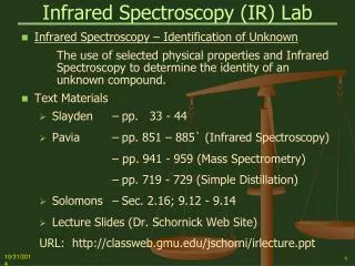 Infrared Spectroscopy (IR) Lab