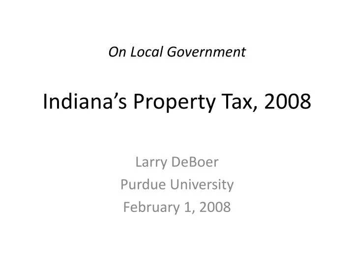on local government indiana s property tax 2008