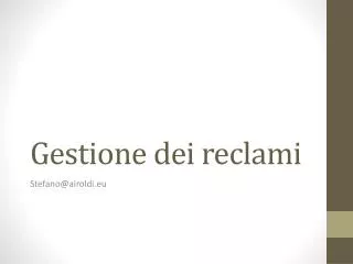 gestione dei reclami