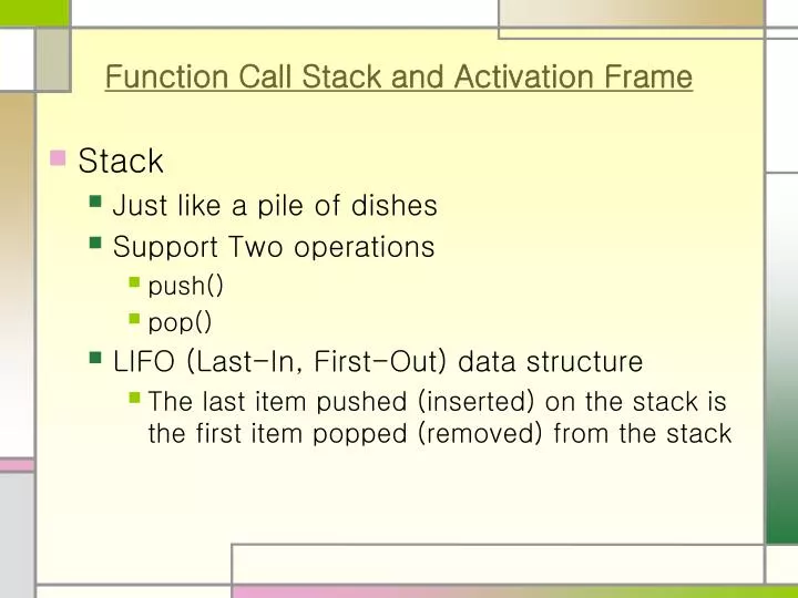 function call stack and activation frame