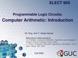 Programmable Logic Circuits: Computer Arithmetic: Introduction