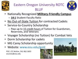Eastern Oregon University ROTC BLUF