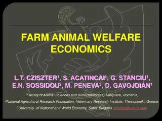 FARM ANIMAL WELFARE ECONOMICS