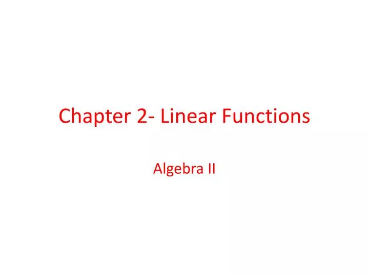 chapter 2 linear functions