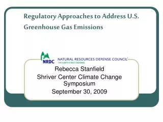 Regulatory Approaches to Address U.S. Greenhouse Gas Emissions