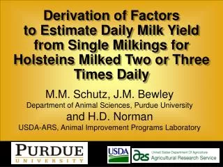 Derivation of Factors to Estimate Daily Milk Yield