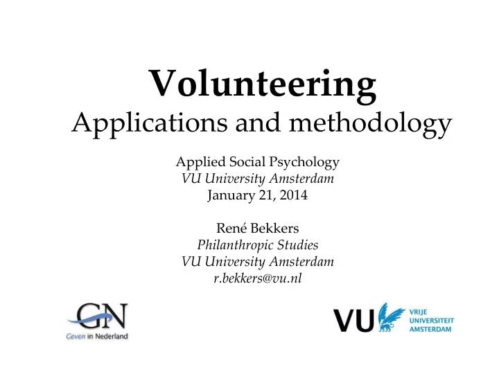 volunteering applications and methodology