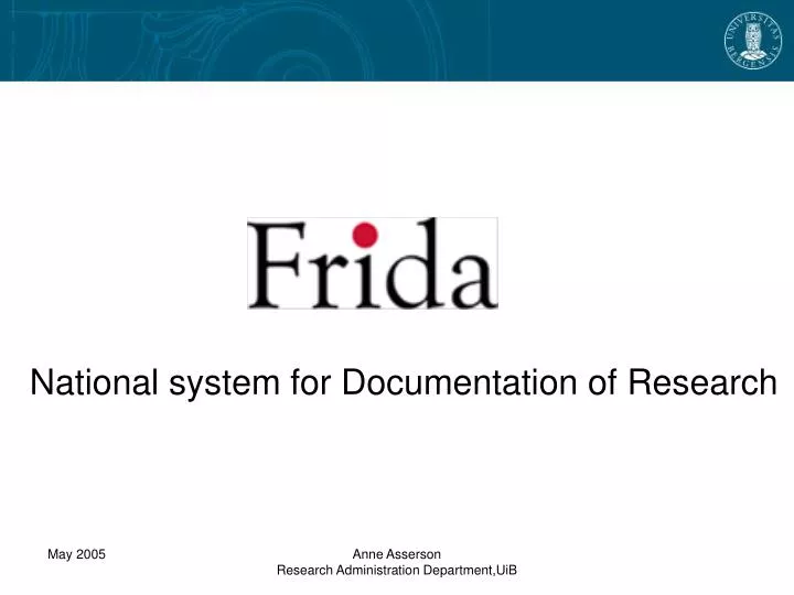 national system for documentation of research