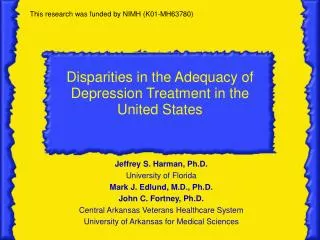 Disparities in the Adequacy of Depression Treatment in the United States