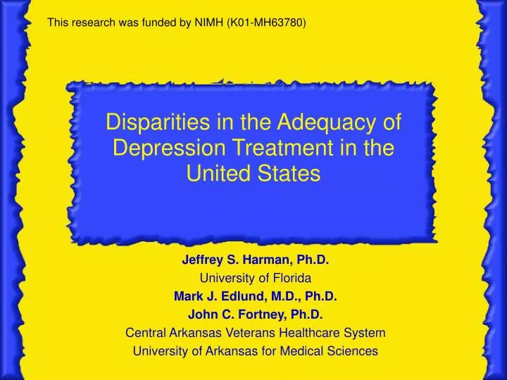 disparities in the adequacy of depression treatment in the united states