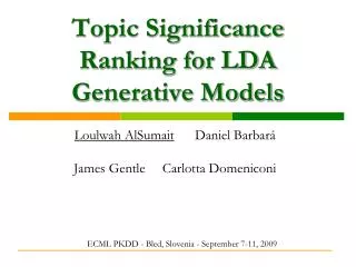 Topic Significance Ranking for LDA Generative Models