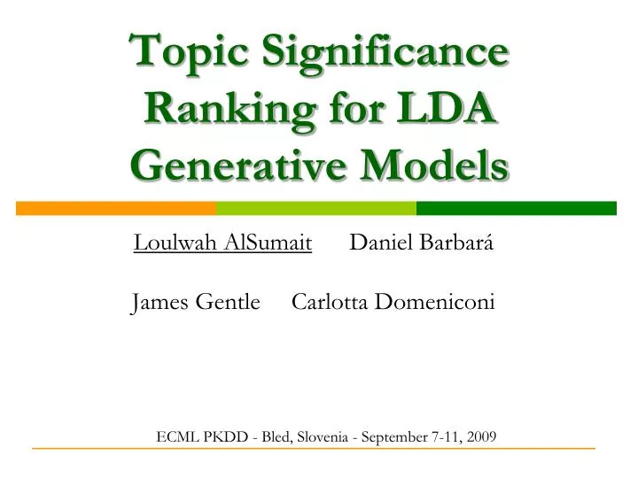 topic significance ranking for lda generative models