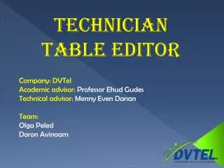 Technician Table Editor