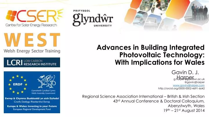 advances in building integrated photovoltaic technology with implications for wales