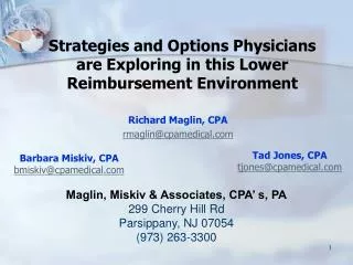 Strategies and Options Physicians are Exploring in this Lower Reimbursement Environment