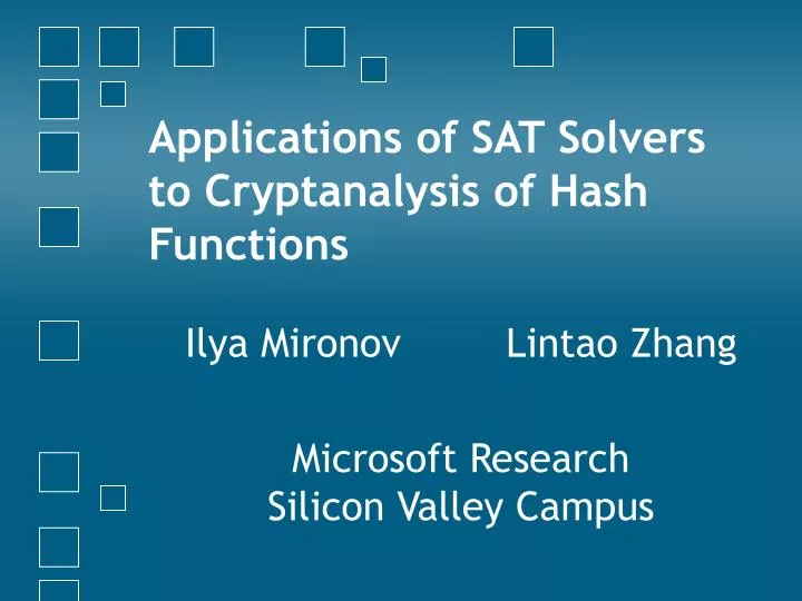 applications of sat solvers to cryptanalysis of hash functions