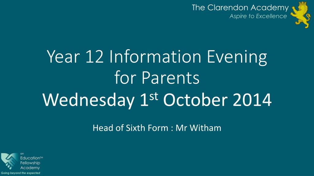 PPT - Year 12 Information Evening for Parents PowerPoint Presentation ...