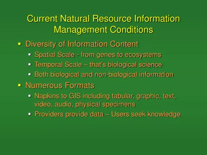 current natural resource information management conditions