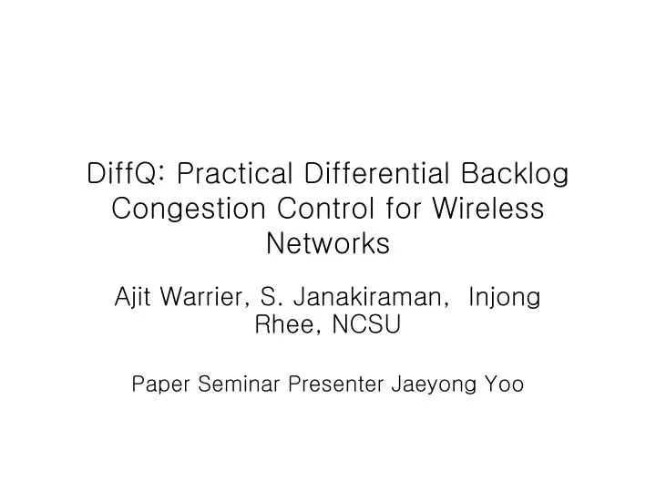 diffq practical differential backlog congestion control for wireless networks