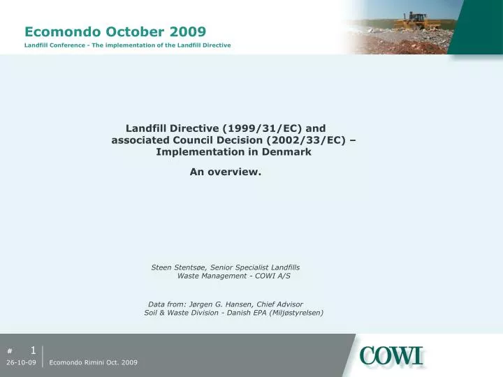 ecomondo october 2009 landfill conference the implementation of the landfill directive