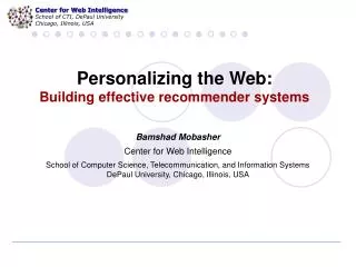 Personalizing the Web: Building effective recommender systems