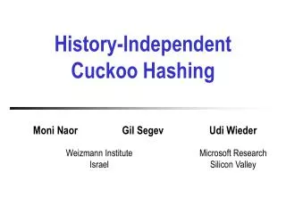 History-Independent Cuckoo Hashing