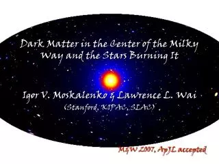 Dark Matter in the Center of the Milky Way and the Stars Burning It