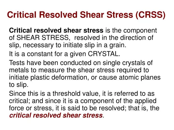 critical resolved shear stress crss