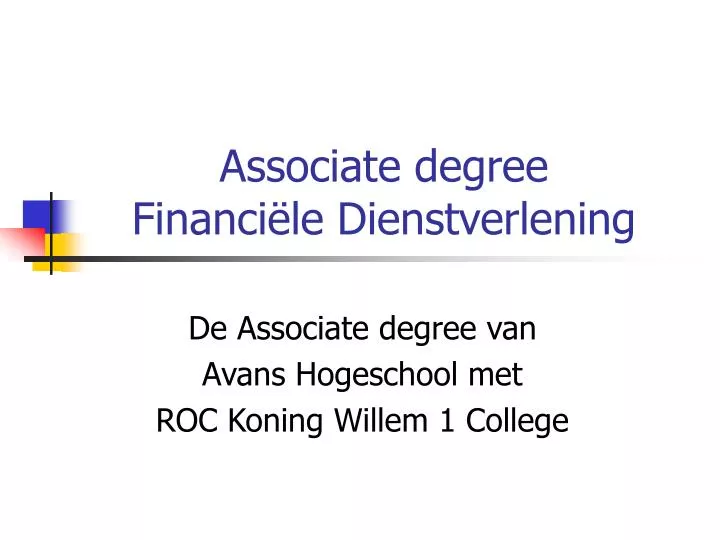 associate degree financi le dienstverlening