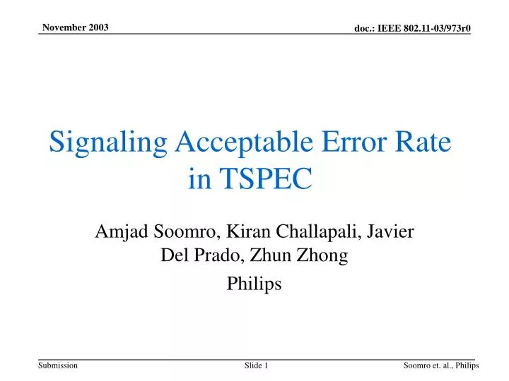 signaling acceptable error rate in tspec