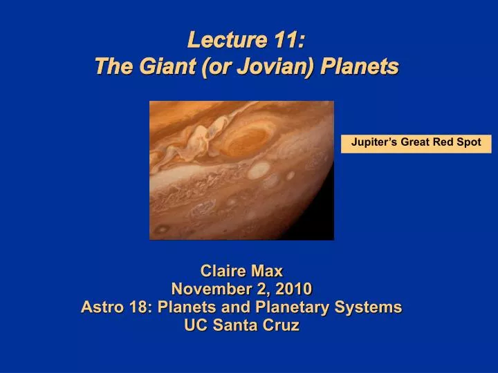 lecture 11 the giant or jovian planets
