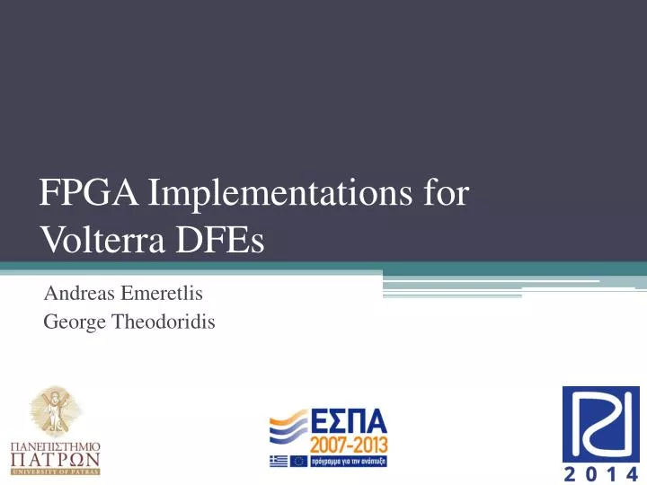 fpga implementations for volterra dfes
