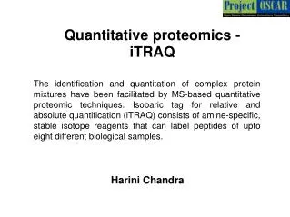 Quantitative proteomics - iTRAQ
