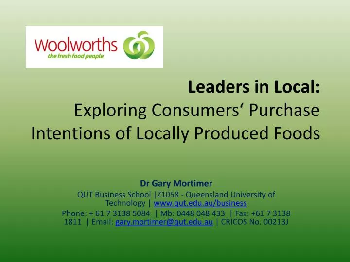leaders in local exploring consumers purchase intentions of locally produced foods