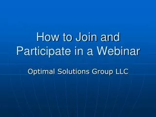 How to Join and Participate in a Webinar
