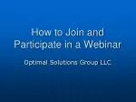 How to Join and Participate in an Optimal Solutions Group Webinar - slide 1