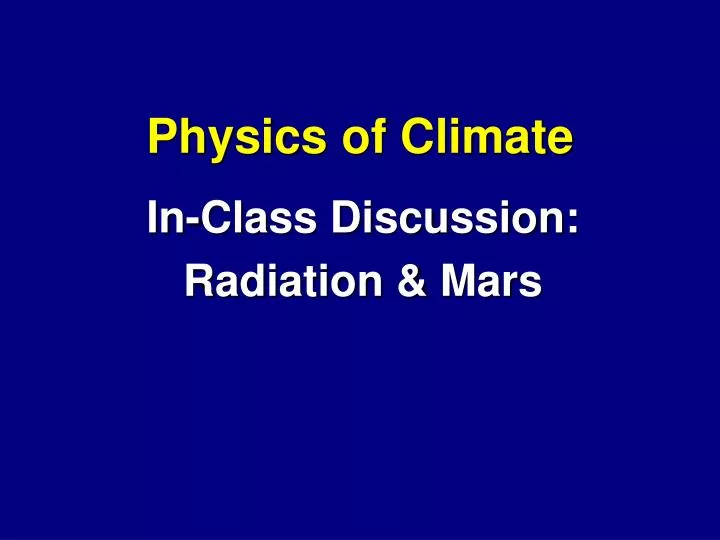 physics of climate