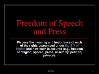 Freedom of Speech and Press