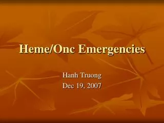 Heme / Onc Emergencies