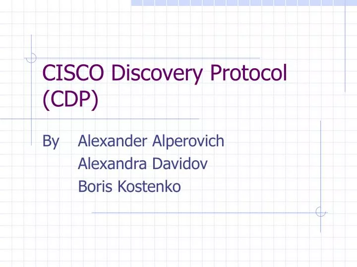 cisco discovery protocol cdp