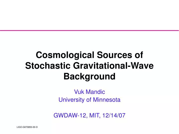 cosmological sources of stochastic gravitational wave background