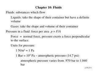 Chapter 10: Fluids