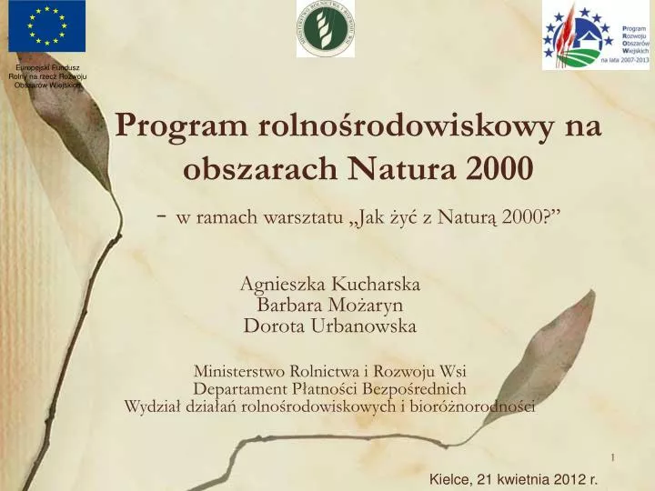 program rolno rodowiskowy na obszarach natura 2000 w ramach warsztatu jak y z natur 2000