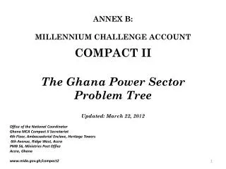 The Ghana Power Sector Problem Tree Updated: March 22, 2012
