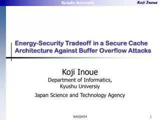 Energy-Security Tradeoff in a Secure Cache Architecture Against Buffer Overflow Attacks
